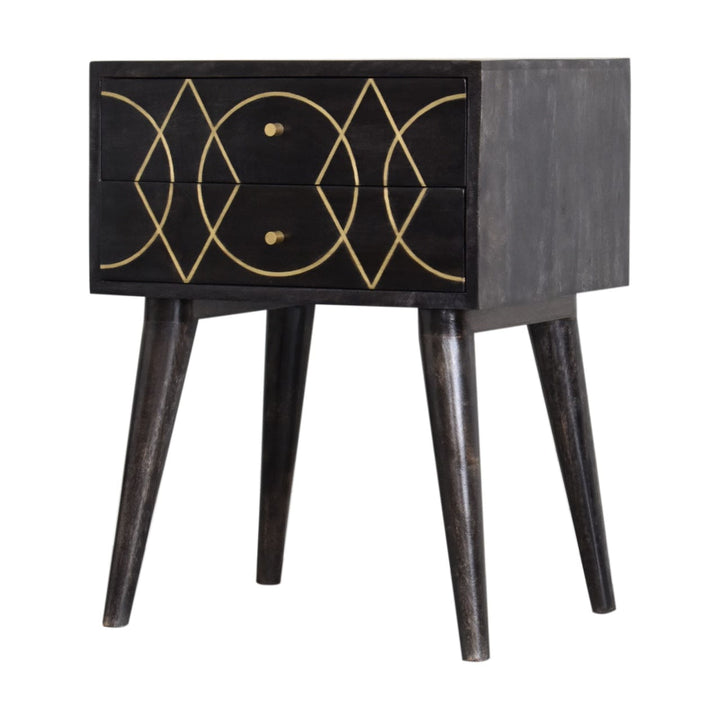 Mid-Century Modern Oslo Nightstand - Solid Mango Wood Bedside Table for Bedroom - product view 2 showing handcrafted...