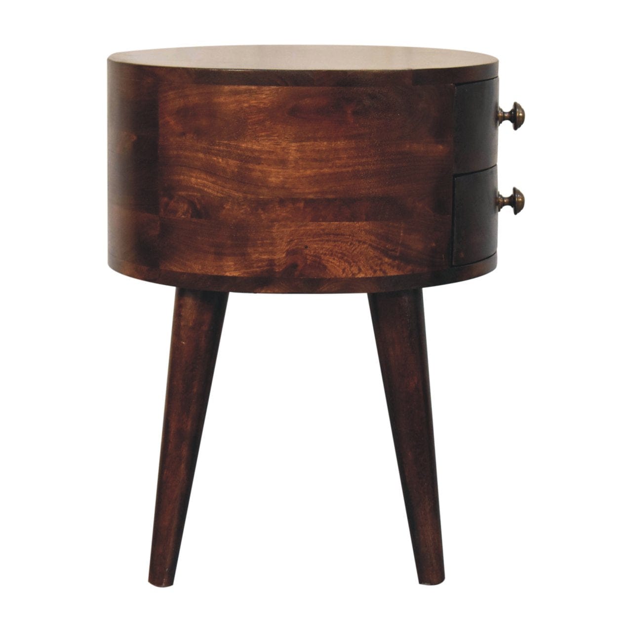Mid-Century Modern Odyssey California Walnut Nightstand - Solid Mango Wood Bedside Table for Bedroom - product view 8...