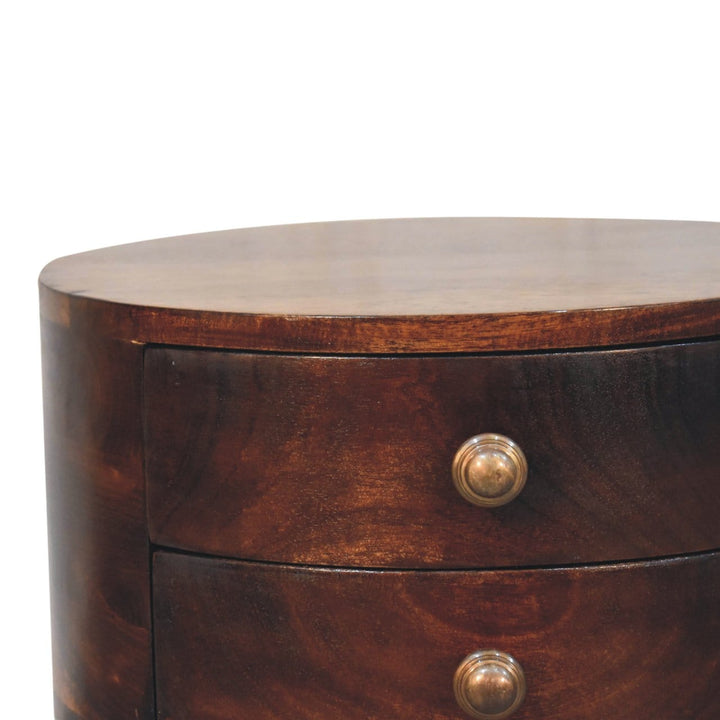 Mid-Century Modern Odyssey California Walnut Nightstand - Solid Mango Wood Bedside Table for Bedroom - product view 4...