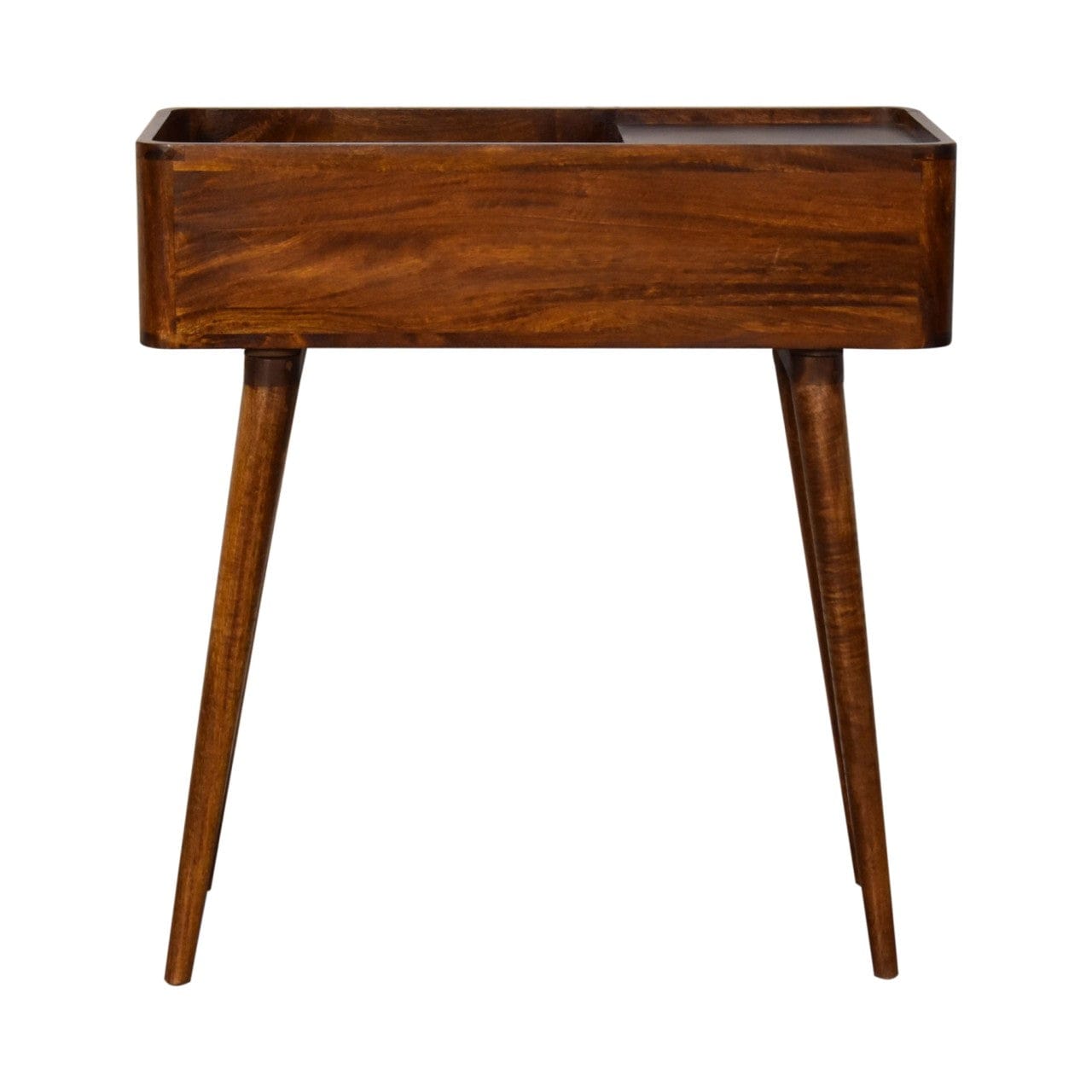 Mid-Century Modern Open-top Chestnut Console - Entryway & Hallway Table in Solid Mango Wood - main view showing...