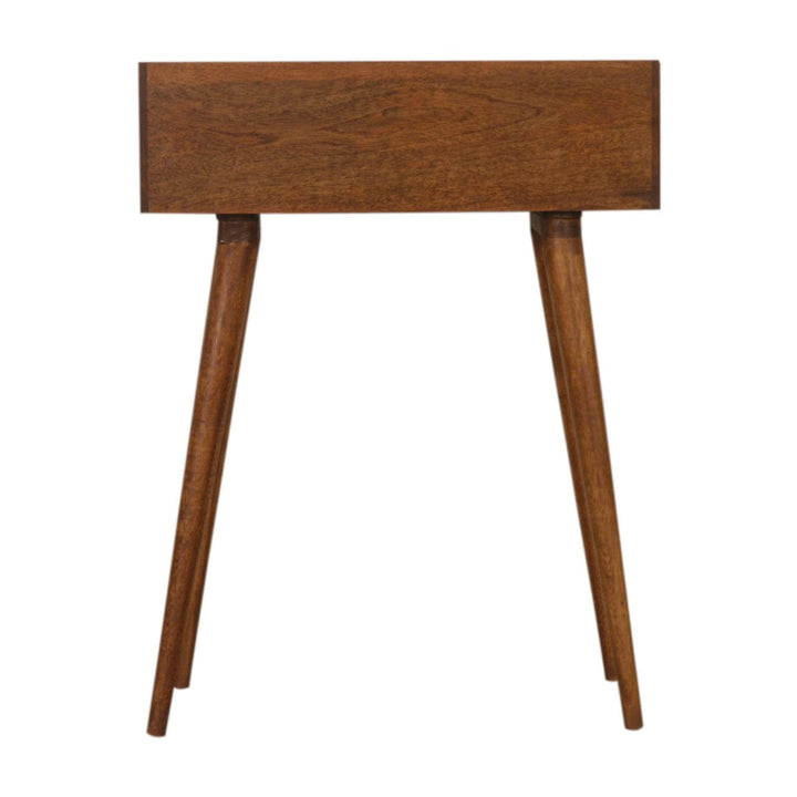 Mid-Century Modern Open Chestnut Writing Desk - Solid Mango Wood Writing Table for Home Office - product view 8 showing...