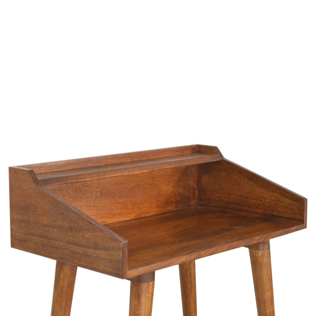 Mid-Century Modern Open Chestnut Writing Desk - Solid Mango Wood Writing Table for Home Office - product view 5 showing...