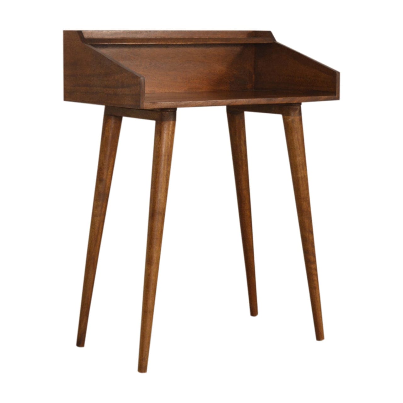 Mid-Century Modern Open Chestnut Writing Desk - Solid Mango Wood Writing Table for Home Office - main view showing...