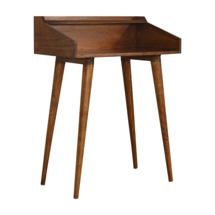 Mid-Century Modern Open Chestnut Writing Desk - Solid Mango Wood Writing Table for Home Office - main view showing...