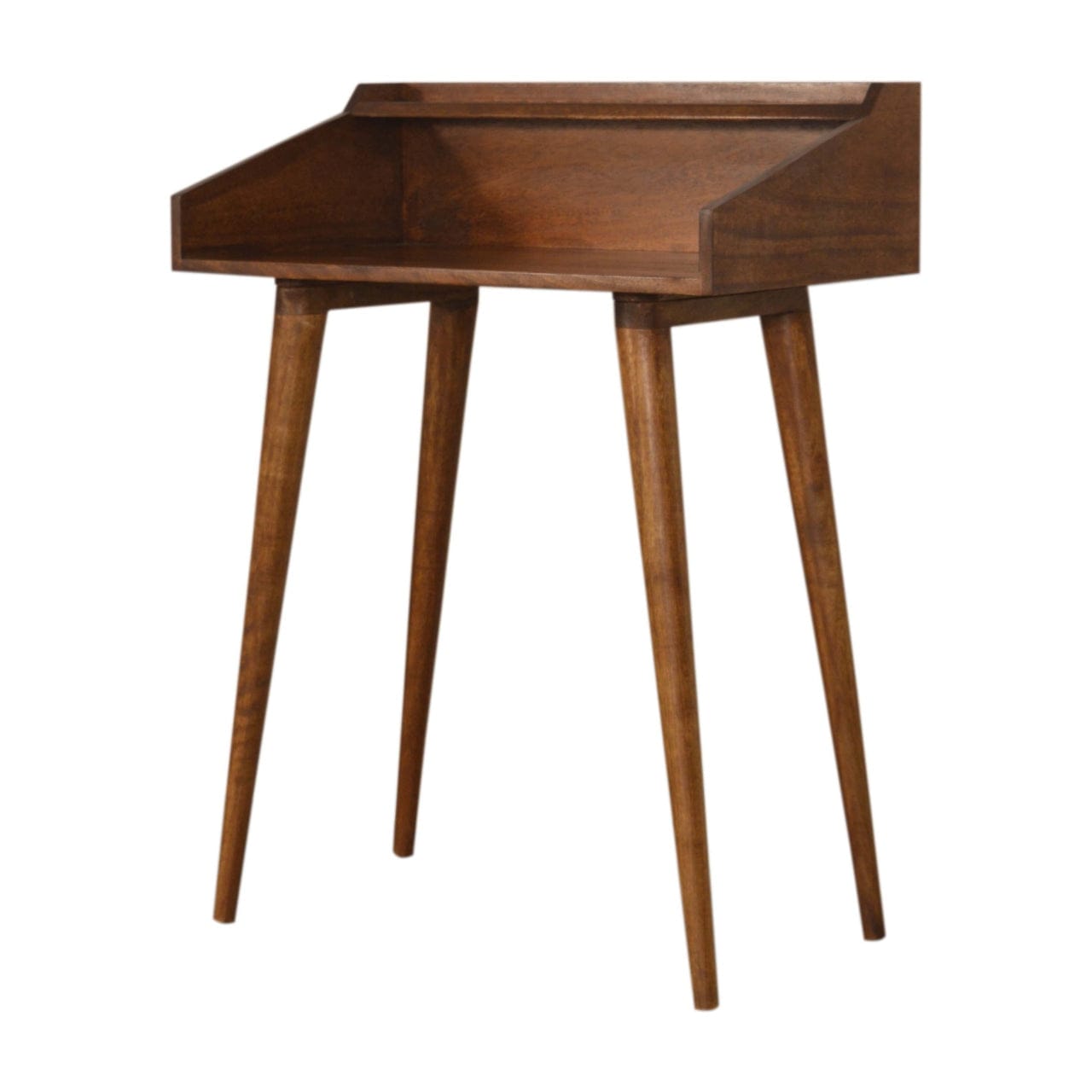 Mid-Century Modern Open Chestnut Writing Desk - Solid Mango Wood Writing Table for Home Office - product view 2 showing...
