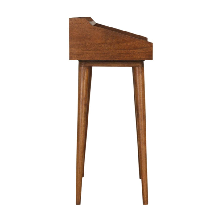 Mid-Century Modern Open Chestnut Writing Desk - Solid Mango Wood Writing Table for Home Office - product view 7 showing...