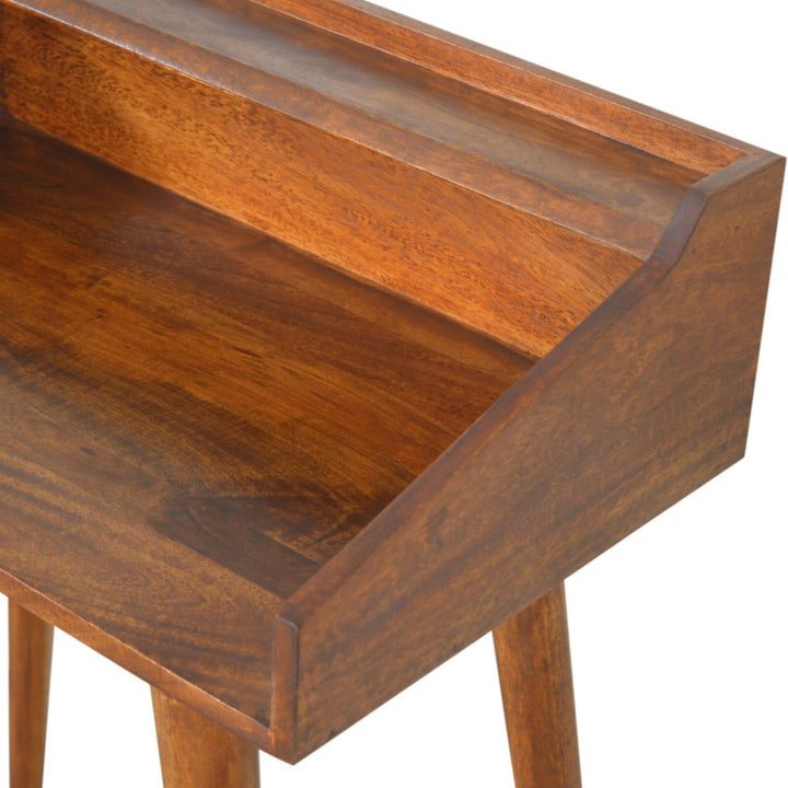 Mid-Century Modern Open Chestnut Writing Desk - Solid Mango Wood Writing Table for Home Office - product view 4 showing...