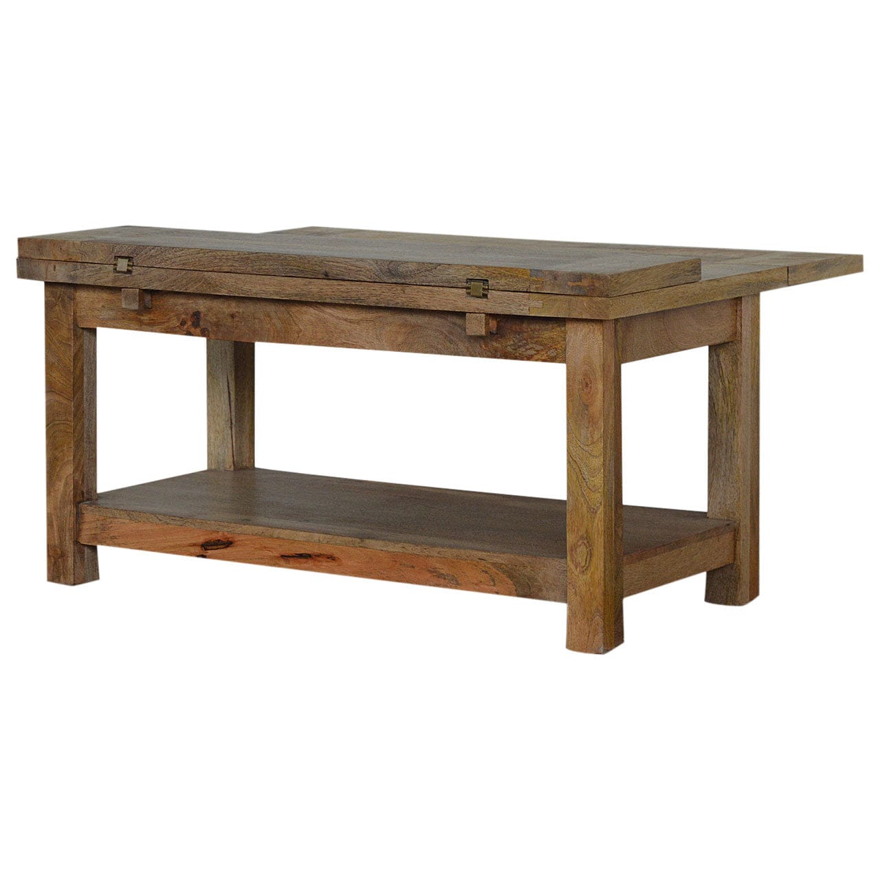 Farmhouse Trilogy Coffee Table - Solid Mango Wood Center Table for Living Room - main view showing handcrafted solid...