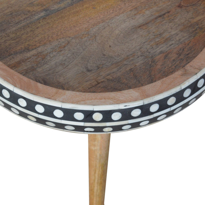 Mid-Century Modern Dotted End Table - Solid Mango Wood Side Table for Living Room - product view 5 showing handcrafted...