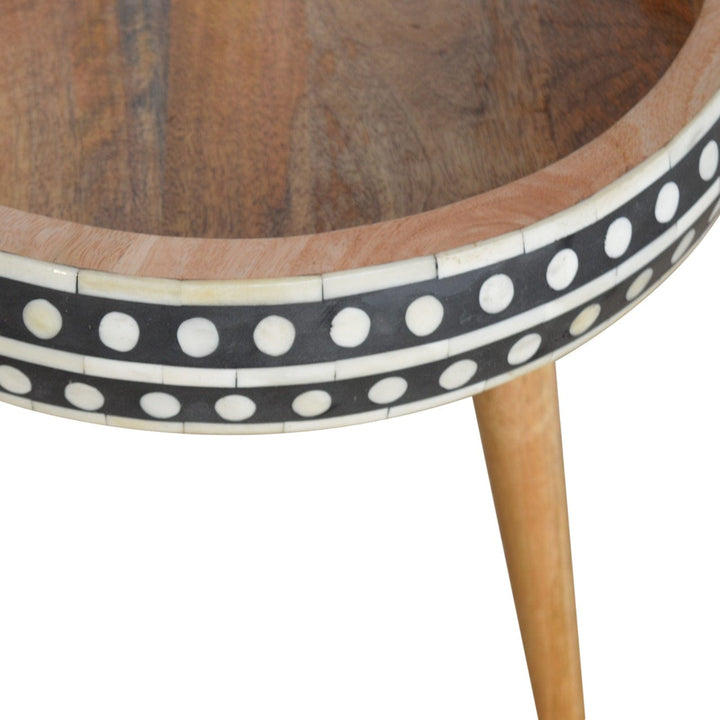 Mid-Century Modern Dotted End Table - Solid Mango Wood Side Table for Living Room - product view 8 showing handcrafted...