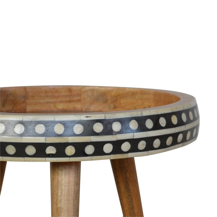 Mid-Century Modern Dotted End Table - Solid Mango Wood Side Table for Living Room - product view 6 showing handcrafted...