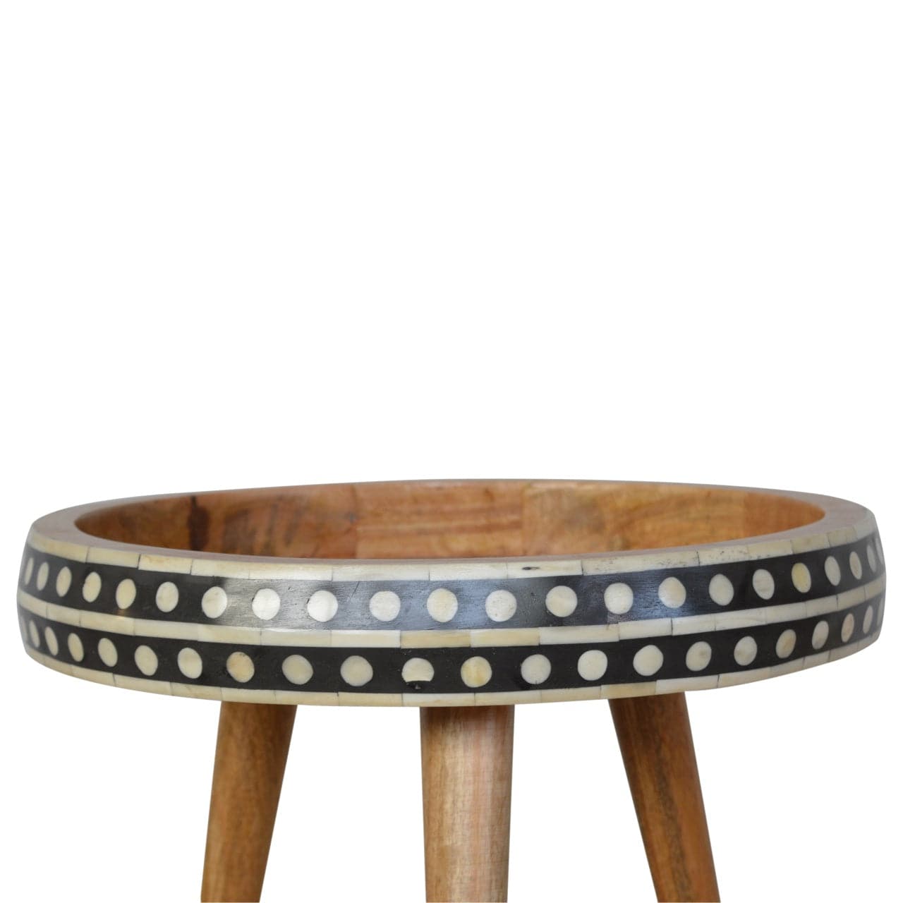 Mid-Century Modern Dotted End Table - Solid Mango Wood Side Table for Living Room - product view 3 showing handcrafted...