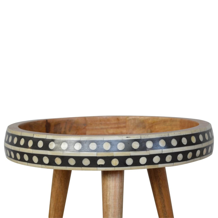 Mid-Century Modern Dotted End Table - Solid Mango Wood Side Table for Living Room - product view 3 showing handcrafted...