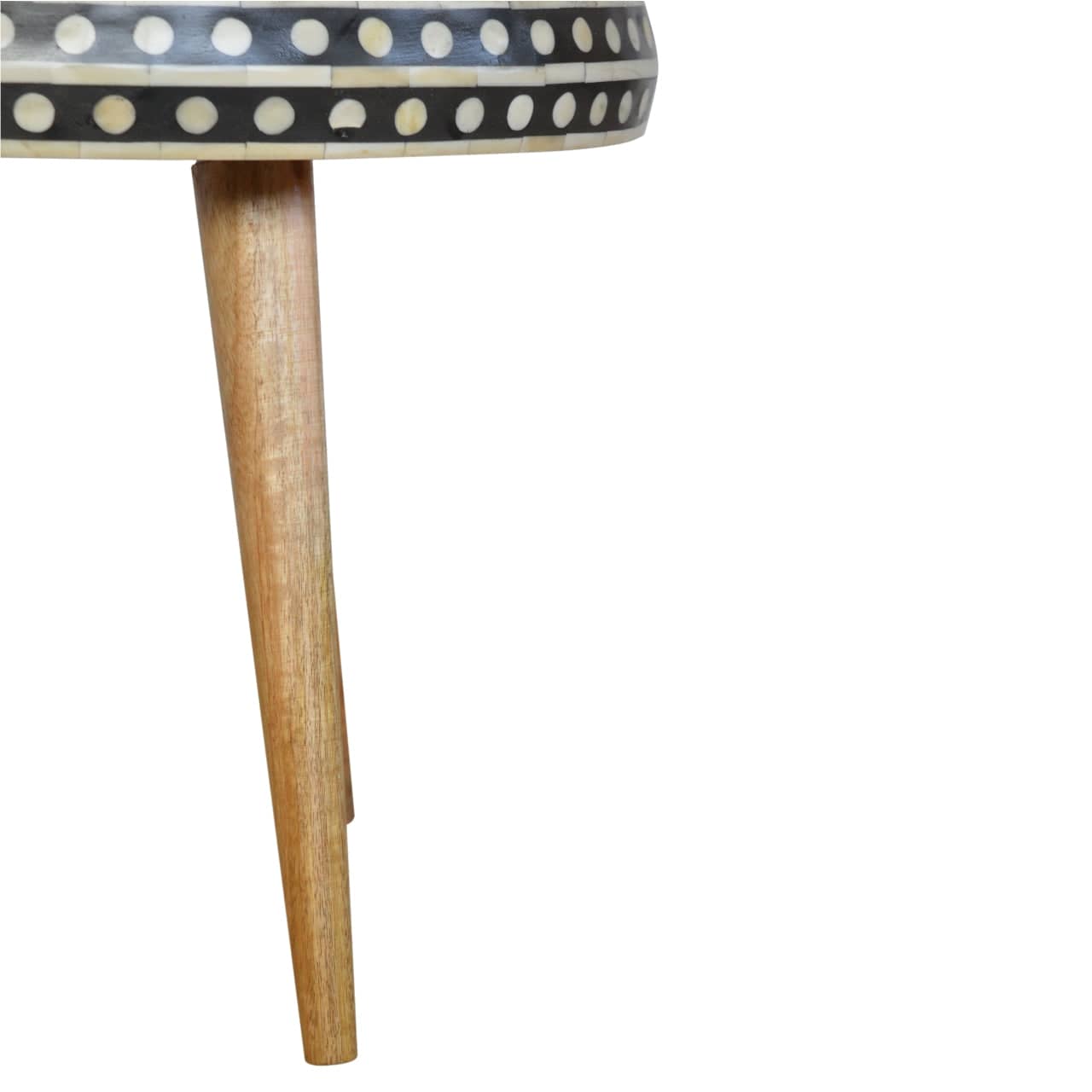 Mid-Century Modern Dotted End Table - Solid Mango Wood Side Table for Living Room - product view 7 showing handcrafted...