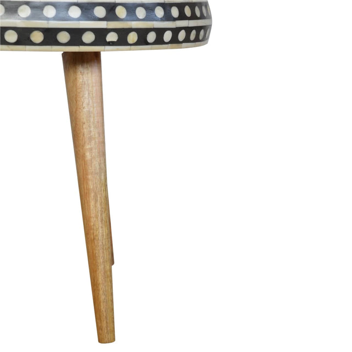 Mid-Century Modern Dotted End Table - Solid Mango Wood Side Table for Living Room - product view 7 showing handcrafted...
