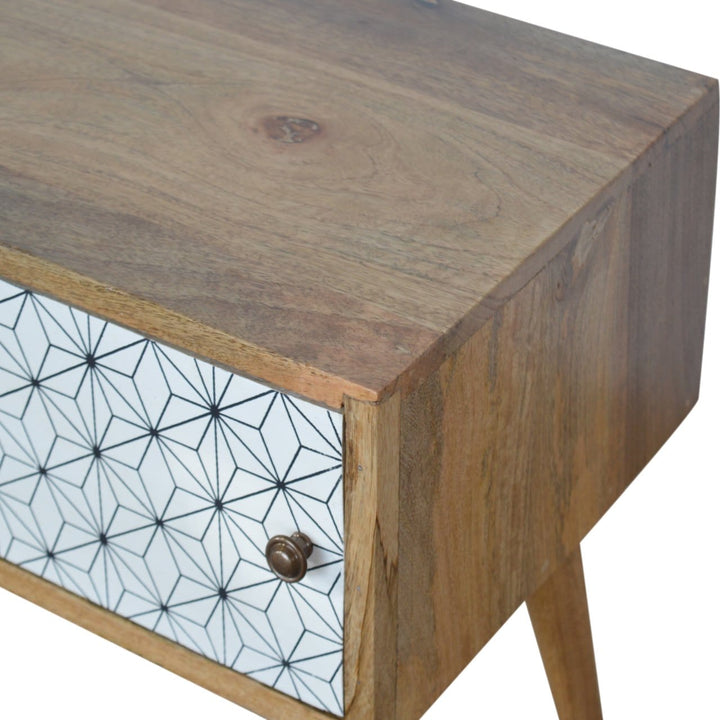 Mid-Century Modern Prima Sliding Door TV Stand - Solid Mango Wood Entertainment Center for Living Room - product view 5...