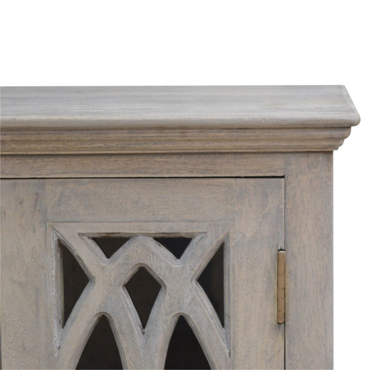 Mid-Century Modern Sideboard - Solid Mango Wood Buffet Cabinet for Dining Room - product view 5 showing handcrafted solid...