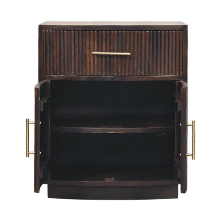 Milan Nightstand - Solid Mango Wood Bedside Table for Bedroom - product view 7 showing handcrafted solid mango wood...