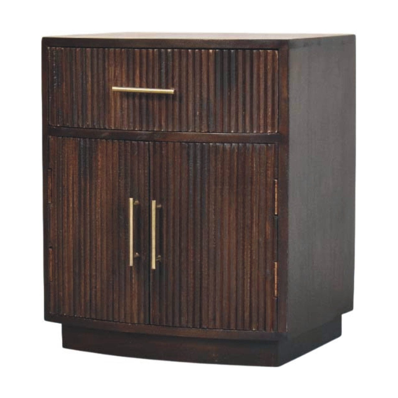 Milan Nightstand - Solid Mango Wood Bedside Table for Bedroom - product view 3 showing handcrafted solid mango wood...