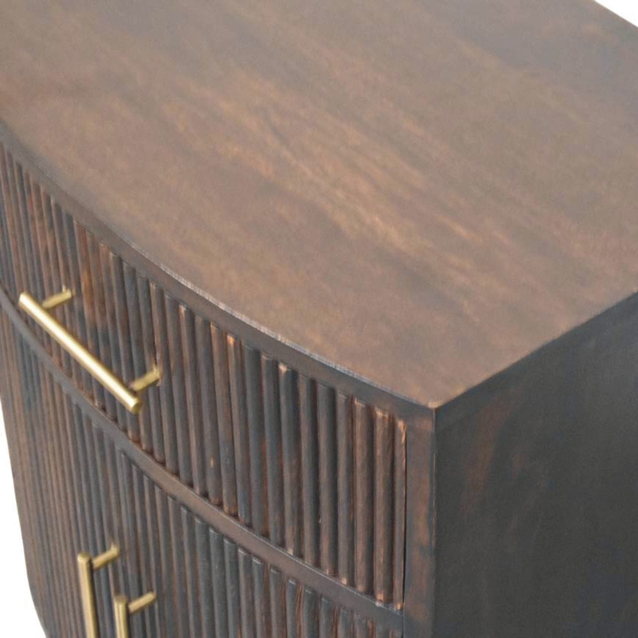 Milan Nightstand - Solid Mango Wood Bedside Table for Bedroom - product view 5 showing handcrafted solid mango wood...