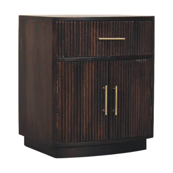 Milan Nightstand - Solid Mango Wood Bedside Table for Bedroom - product view 2 showing handcrafted solid mango wood...