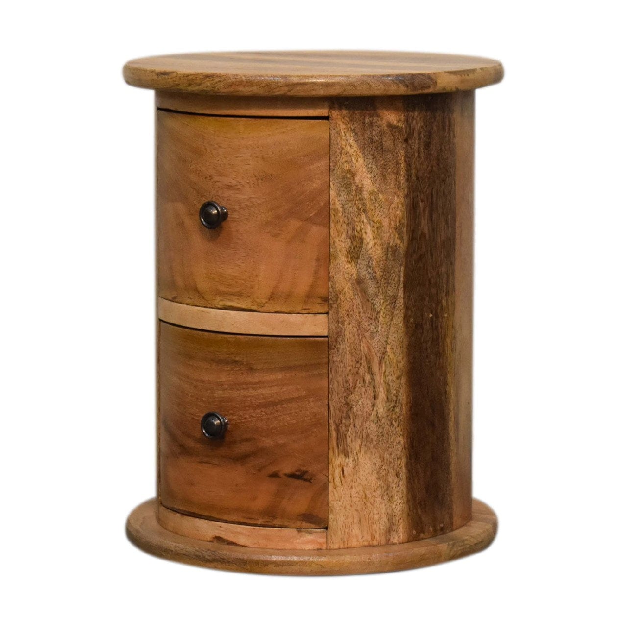 Mid-Century Modern Mini 2 Drawer Drum Dresser - Solid Mango Wood Storage Chest for Bedroom - product view 2 showing...