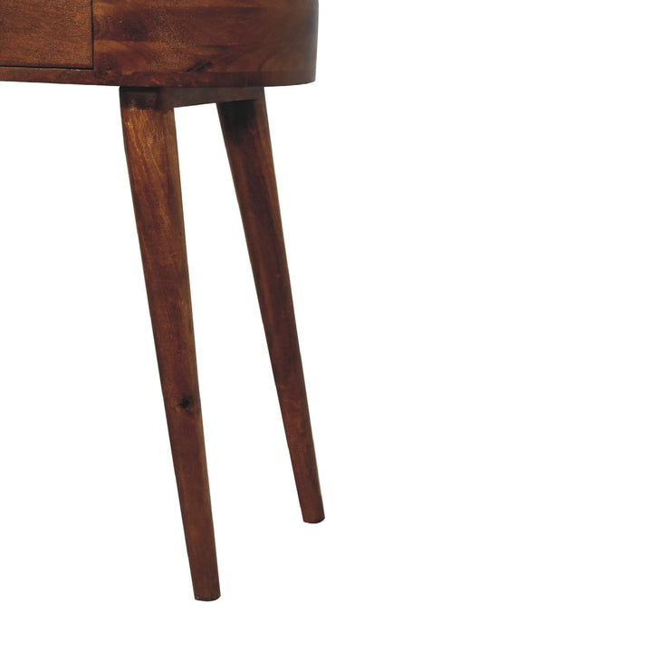 Mid-Century Modern Mini Albion Chestnut Console - Entryway & Hallway Table in Solid Mango Wood - product view 8 showing...