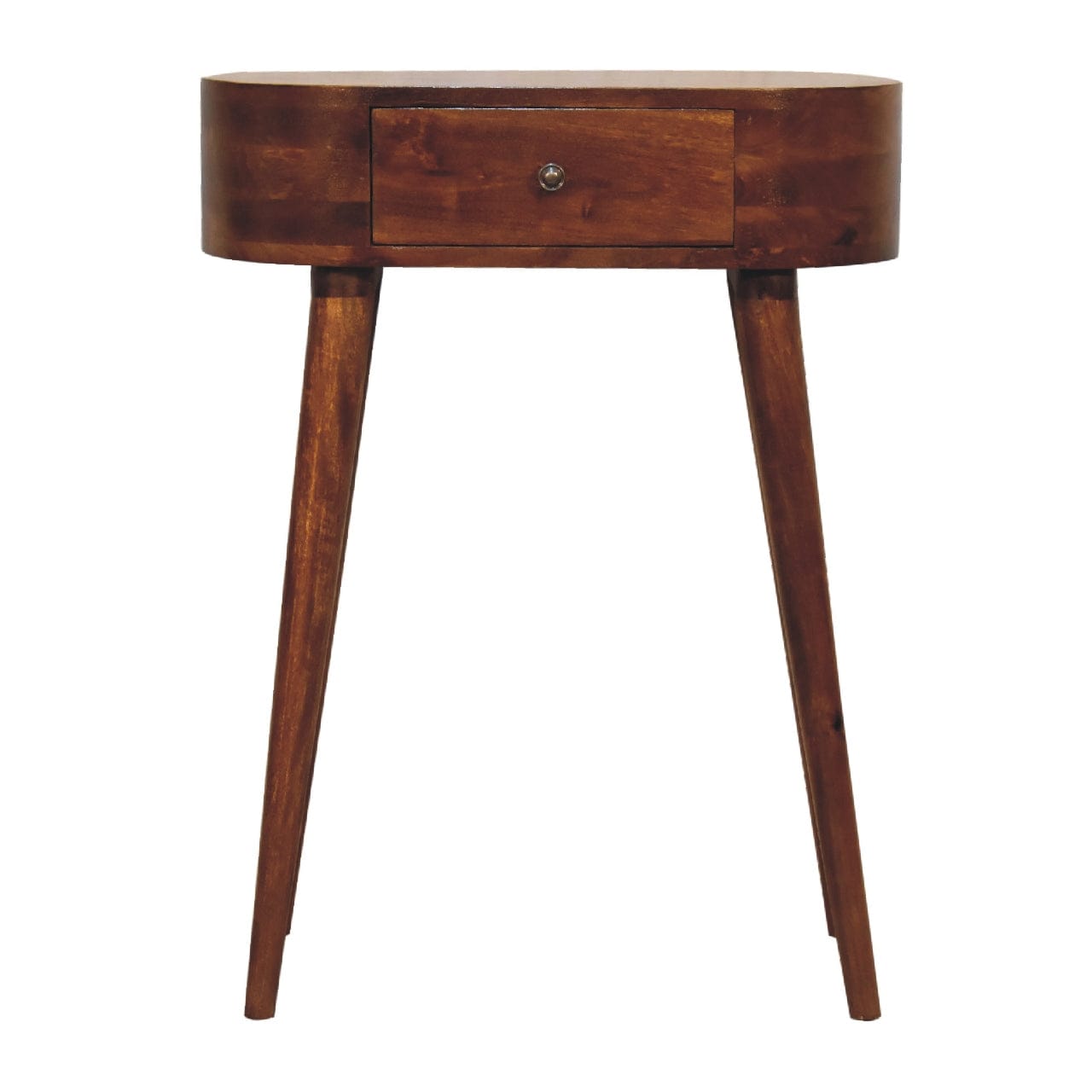 Mid-Century Modern Mini Albion Chestnut Console - Entryway & Hallway Table in Solid Mango Wood - product view 2 showing...