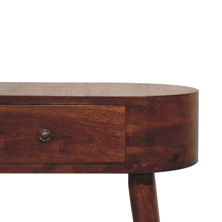 Mid-Century Modern Mini Albion Chestnut Console - Entryway & Hallway Table in Solid Mango Wood - product view 7 showing...
