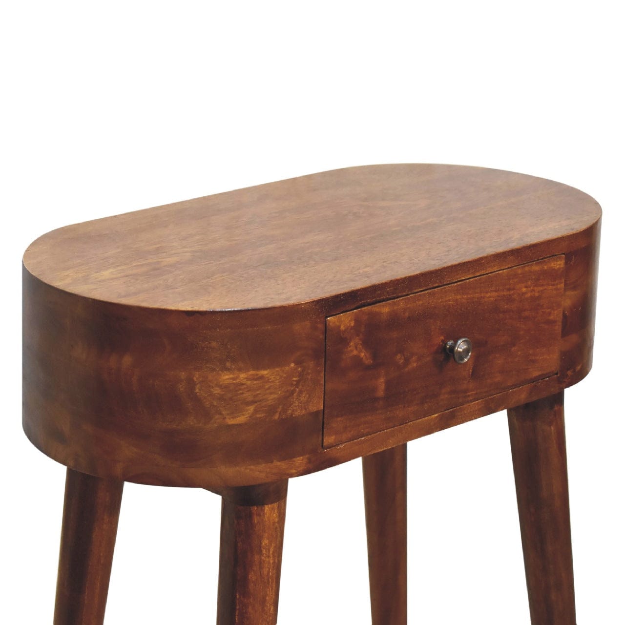 Mid-Century Modern Mini Albion Chestnut Console - Entryway & Hallway Table in Solid Mango Wood - product view 5 showing...