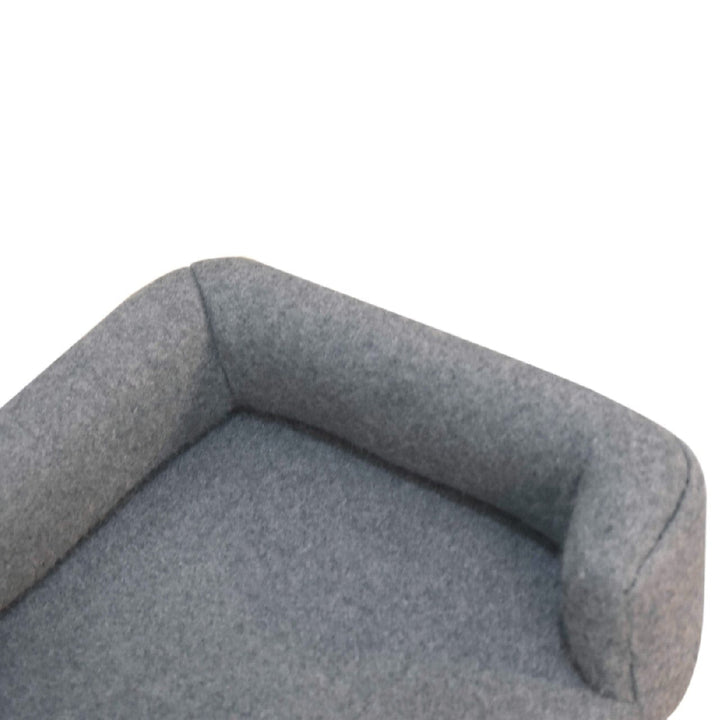 Mid-Century Modern Mini Battleship Tweed Pet Sofa - Solid Mango Wood Dog Bed for Home - product view 6 showing...