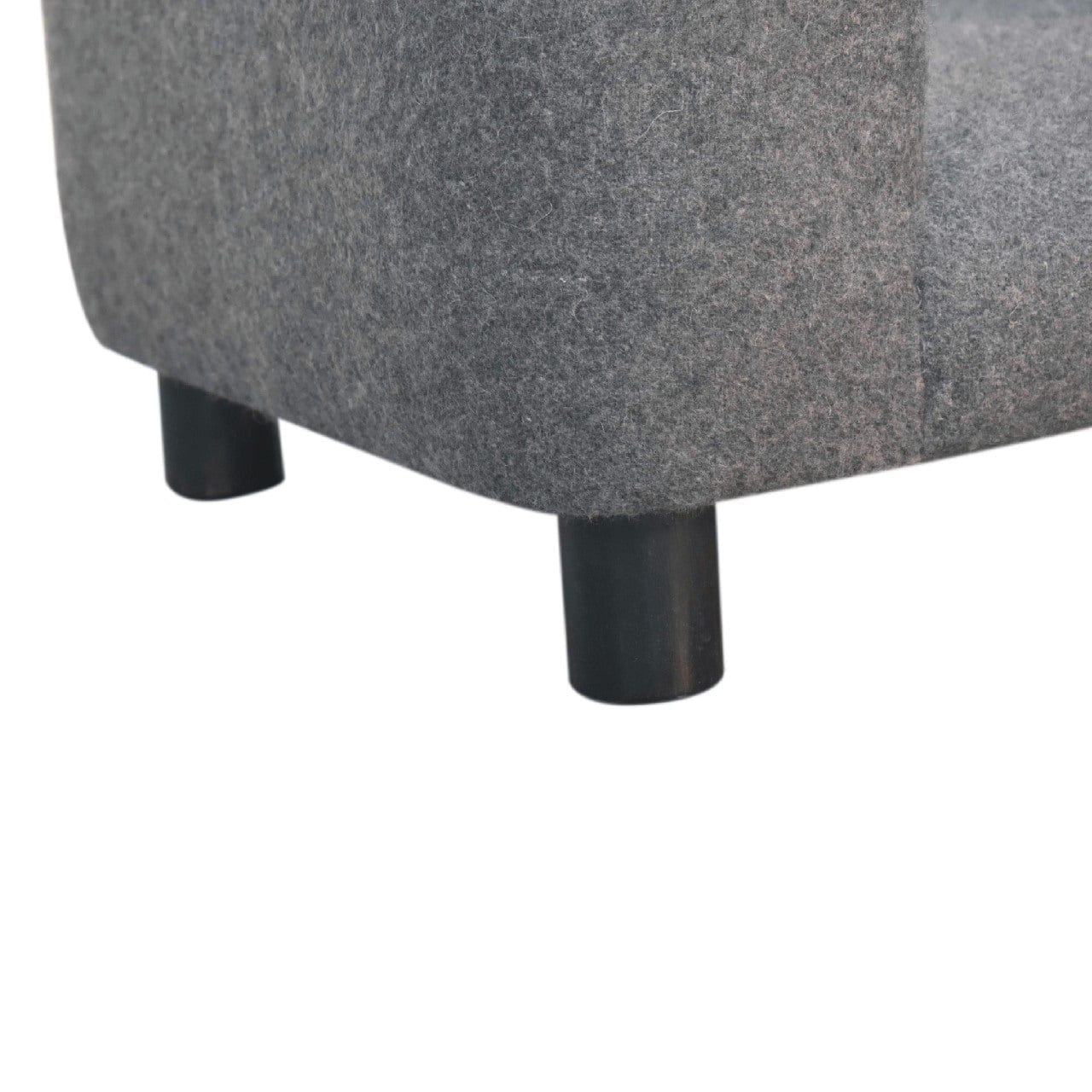 Mid-Century Modern Mini Battleship Tweed Pet Sofa - Solid Mango Wood Dog Bed for Home - product view 7 showing...