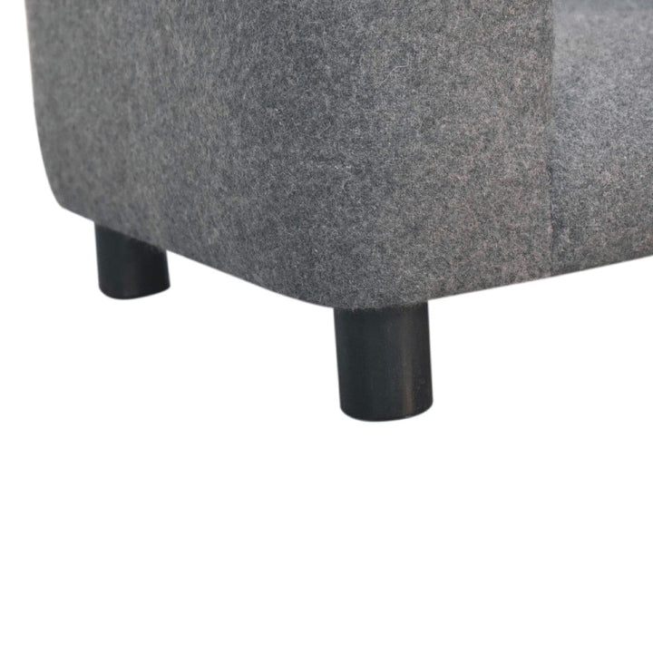 Mid-Century Modern Mini Battleship Tweed Pet Sofa - Solid Mango Wood Dog Bed for Home - product view 7 showing...