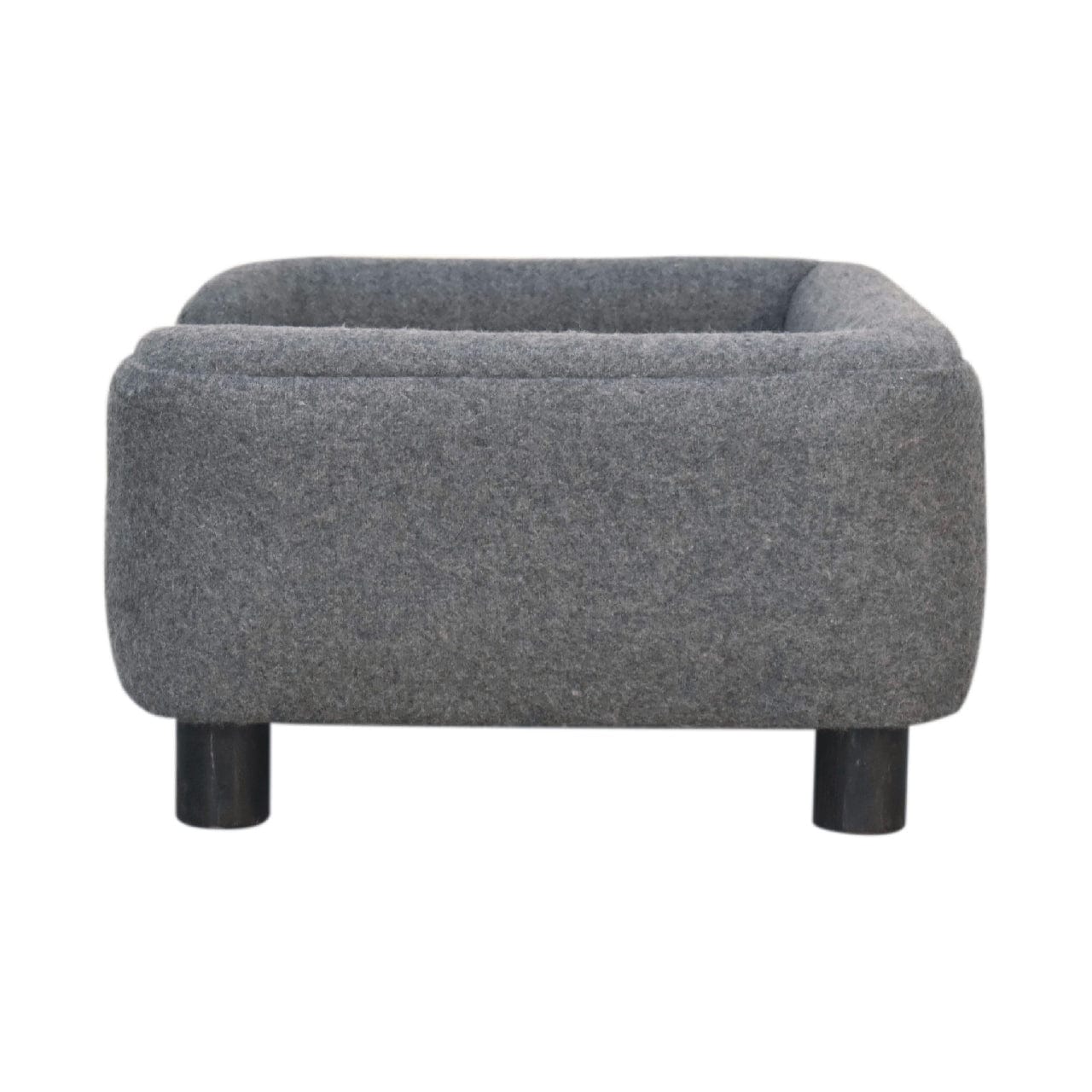 Mid-Century Modern Mini Battleship Tweed Pet Sofa - Solid Mango Wood Dog Bed for Home - product view 8 showing...