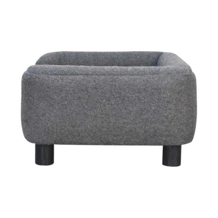 Mid-Century Modern Mini Battleship Tweed Pet Sofa - Solid Mango Wood Dog Bed for Home - product view 8 showing...