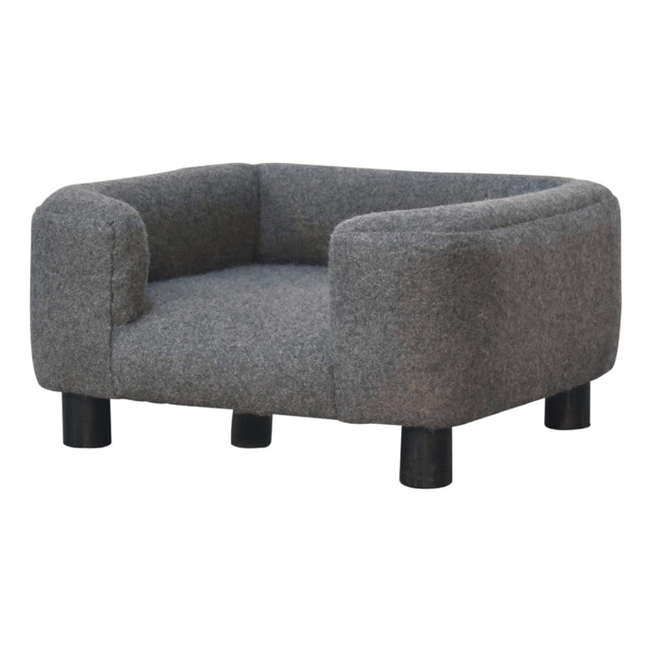 Mid-Century Modern Mini Battleship Tweed Pet Sofa - Solid Mango Wood Dog Bed for Home - product view 2 showing...