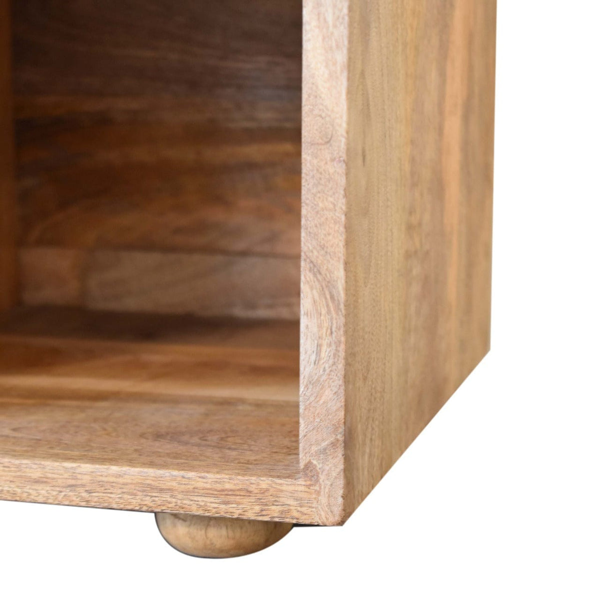 Mid-Century Modern Mini Black Shoe Storage Footstool - Solid Mango Wood Accent Stool for Living Room - product view 7...