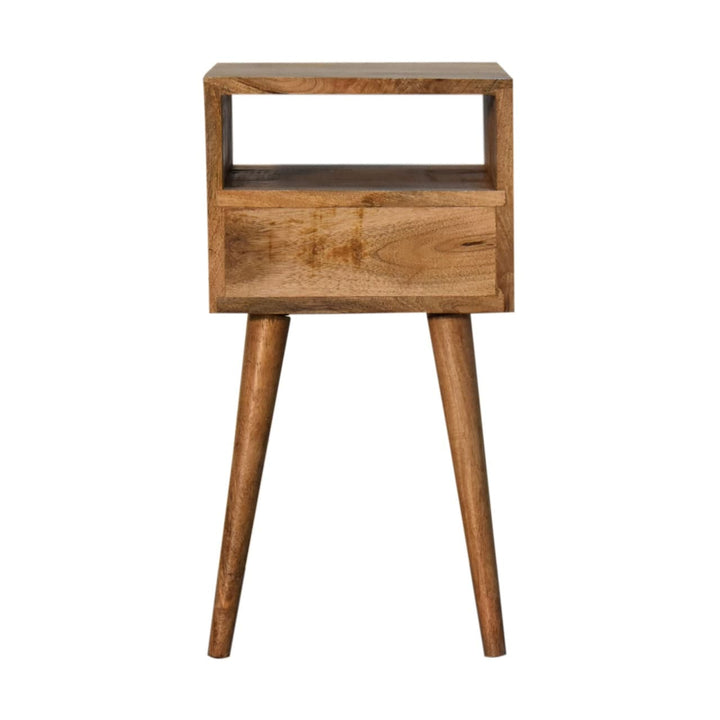 Mid-Century Modern Mini Blush Hand Painted Nightstand - Solid Mango Wood Bedside Table for Bedroom - product view 9...