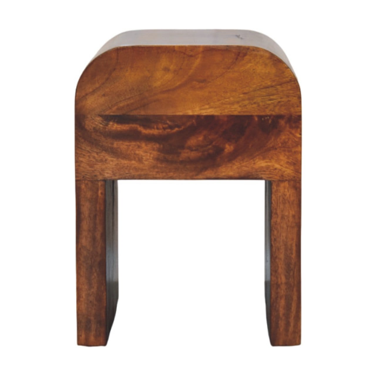Mid-Century Modern Mini Darcy Chestnut Nightstand - Solid Mango Wood Bedside Table for Bedroom - product view 9 showing...