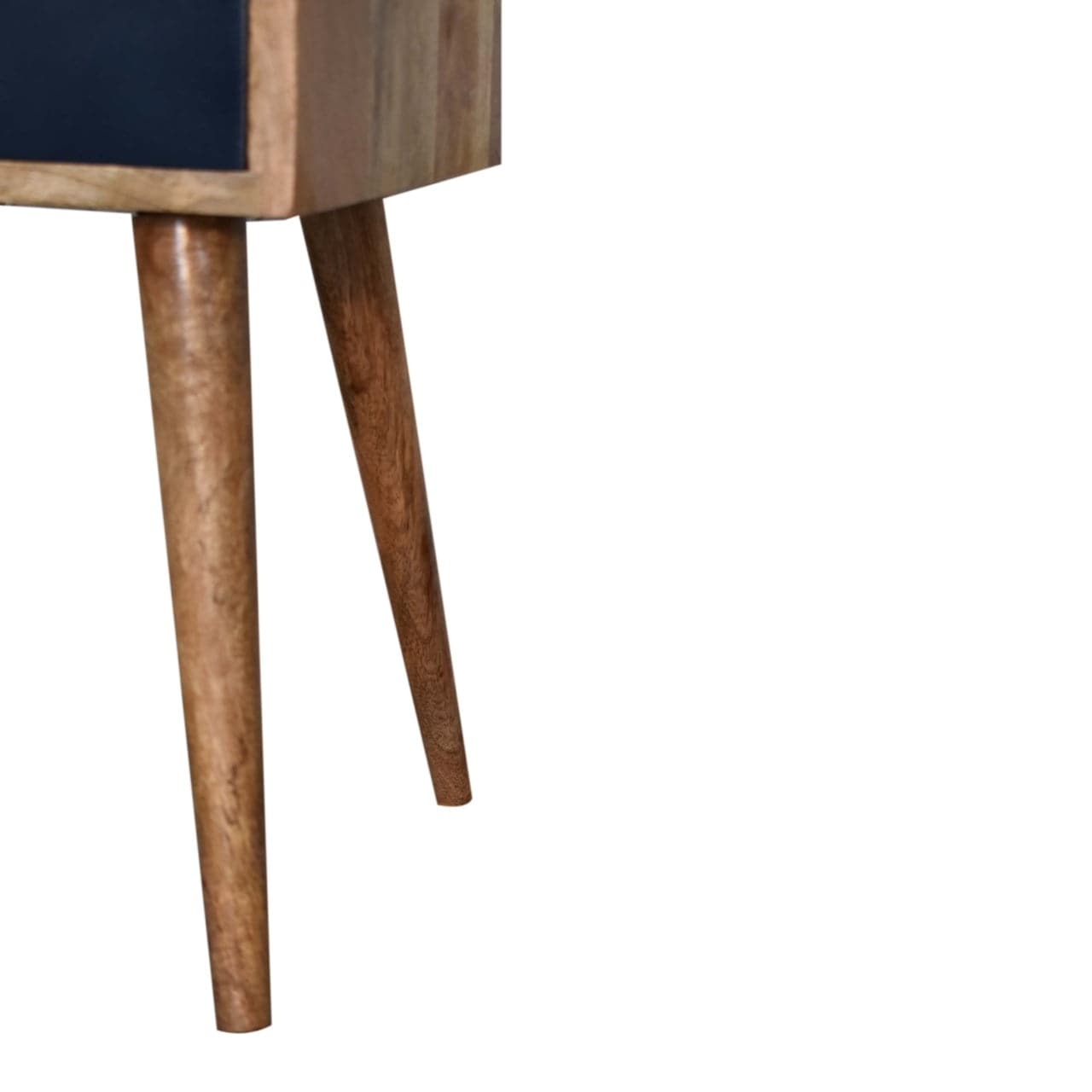 Mid-Century Modern Mini Navy Blue Hand Painted Nightstand - Solid Mango Wood Bedside Table for Bedroom - product view 5...