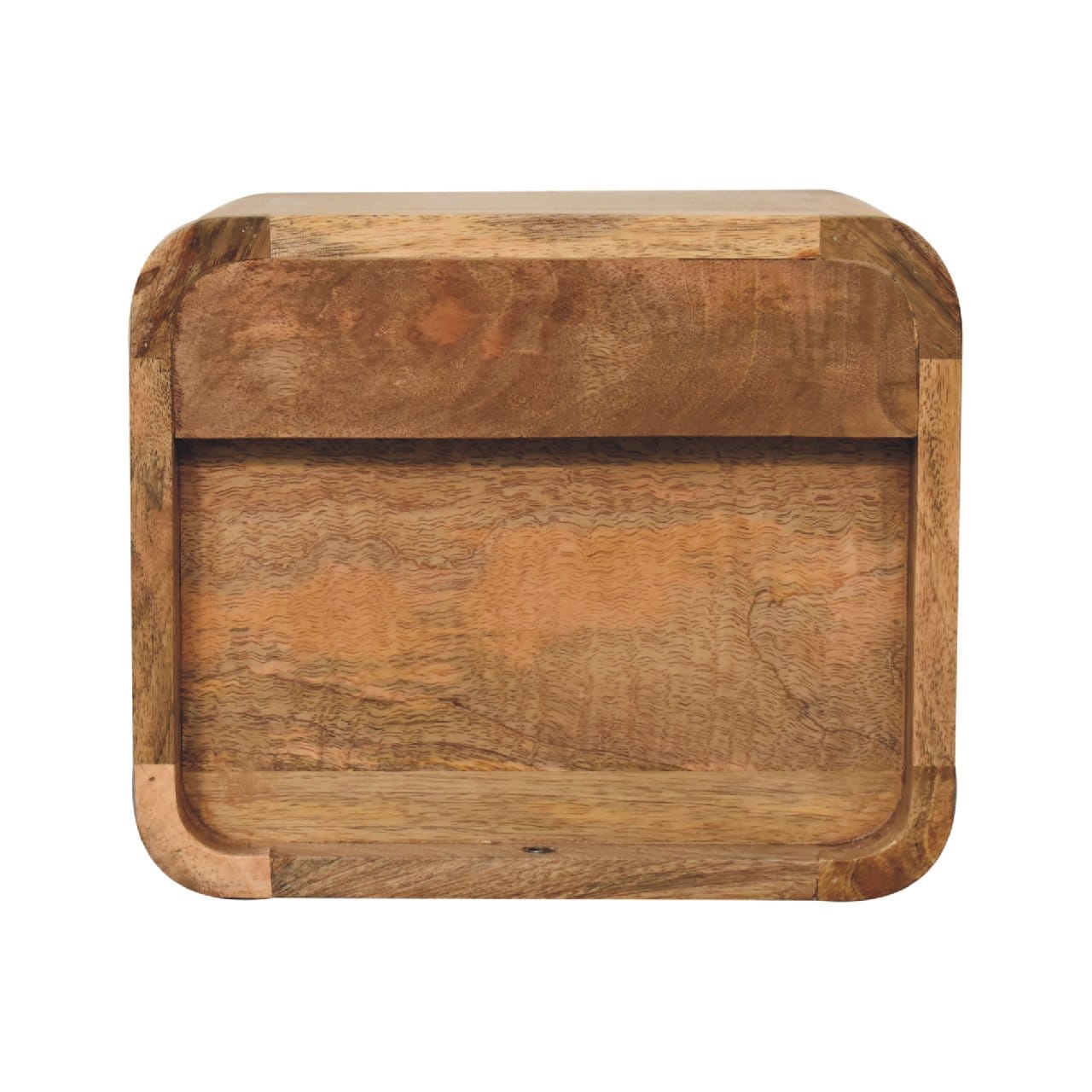 Mid-Century Modern Mini Oak-ish Floating Open Nightstand - Solid Mango Wood Bedside Table for Bedroom - product view 9...