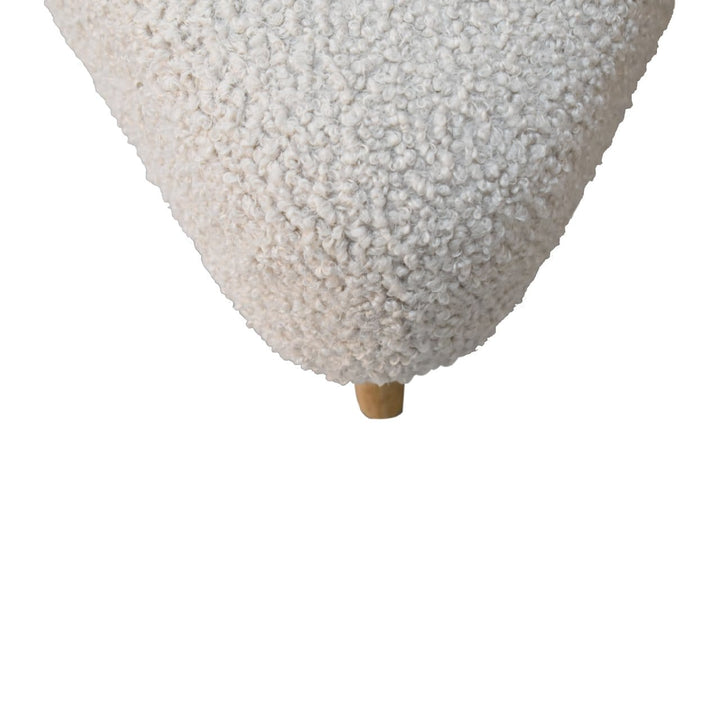 Mid-Century Modern Mud Boucle Triangle Footstool - Solid Mango Wood Accent Stool for Living Room - product view 5 showing...