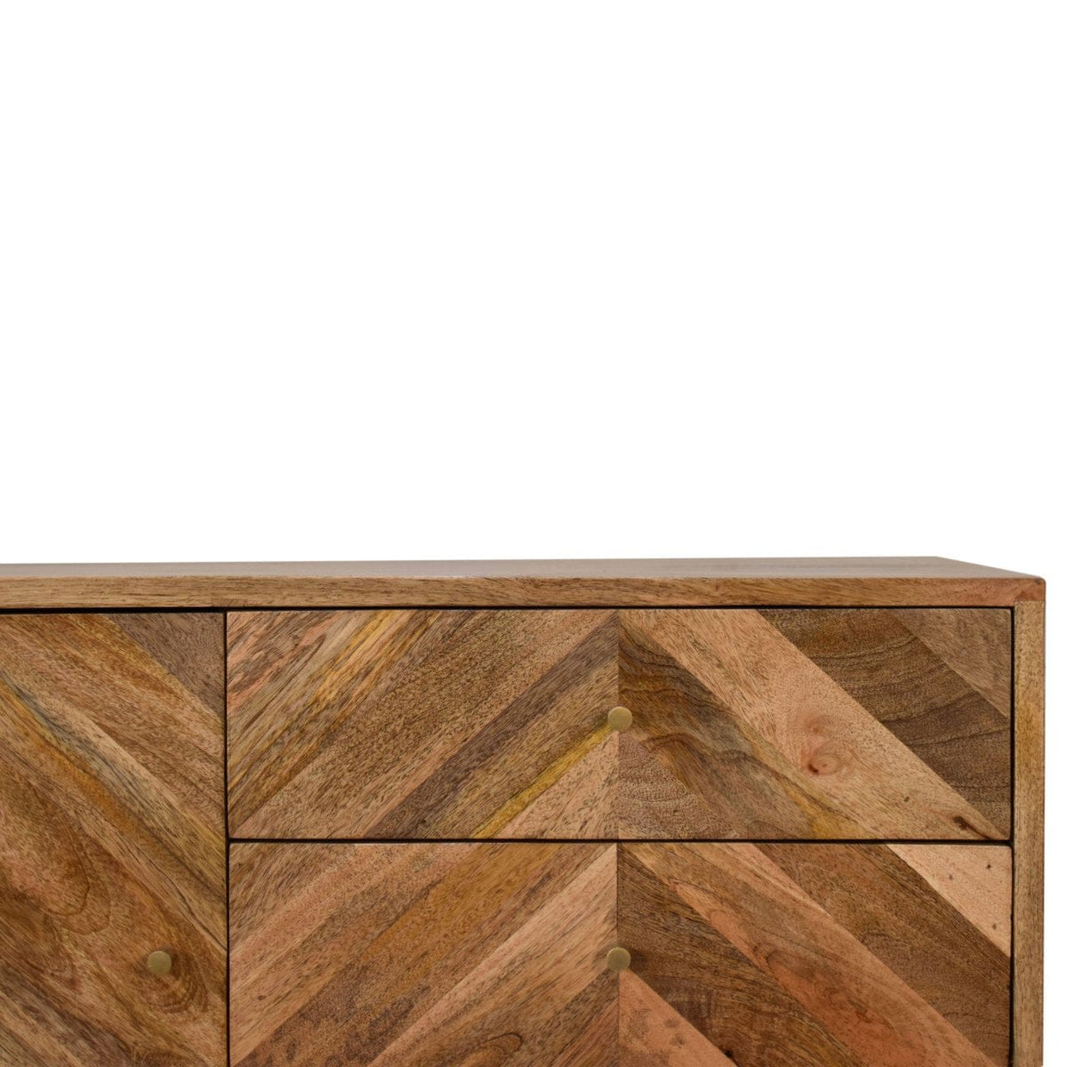 Mid-Century Modern Muna Sideboard - Solid Mango Wood Buffet Cabinet for Dining Room - product view 4 showing handcrafted...