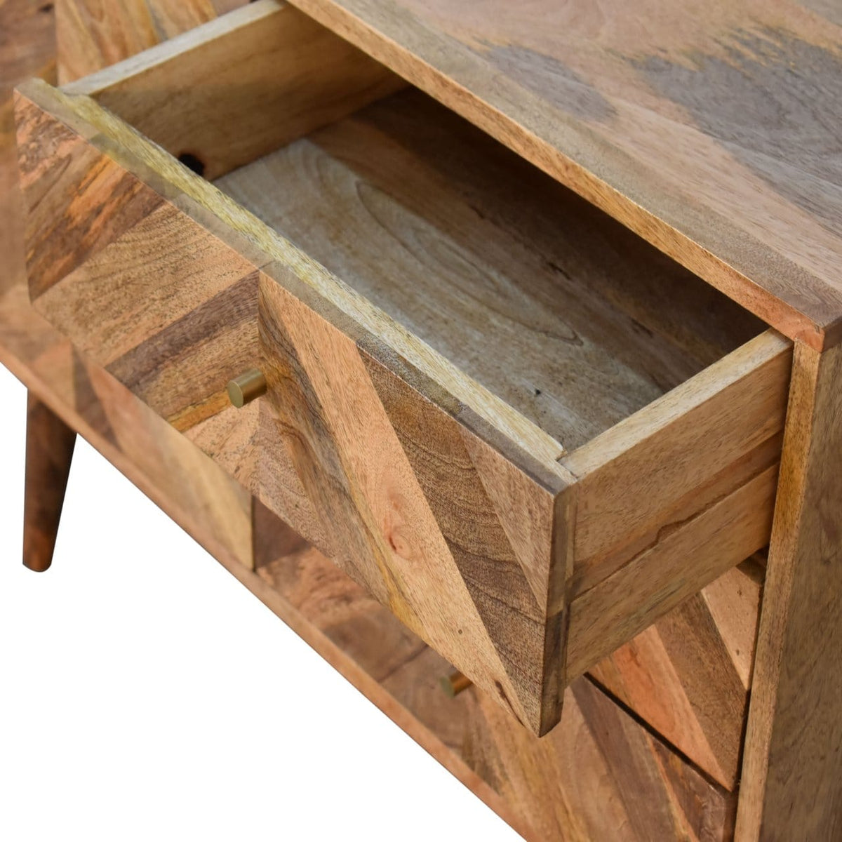 Mid-Century Modern Muna Sideboard - Solid Mango Wood Buffet Cabinet for Dining Room - product view 5 showing handcrafted...