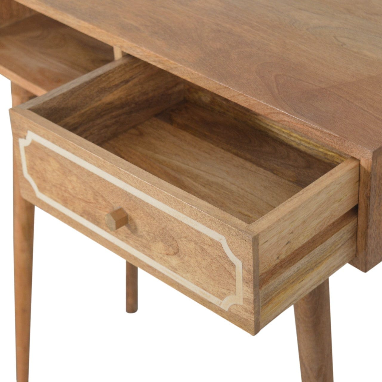 Mid-Century Modern Nepal Writing Desk - Solid Mango Wood Writing Table for Home Office - product view 6 showing...