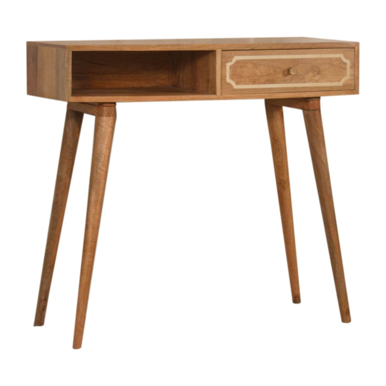 Mid-Century Modern Nepal Writing Desk - Solid Mango Wood Writing Table for Home Office - product view 3 showing...
