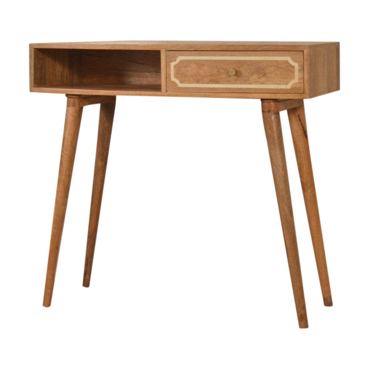 Mid-Century Modern Nepal Writing Desk - Solid Mango Wood Writing Table for Home Office - product view 2 showing...