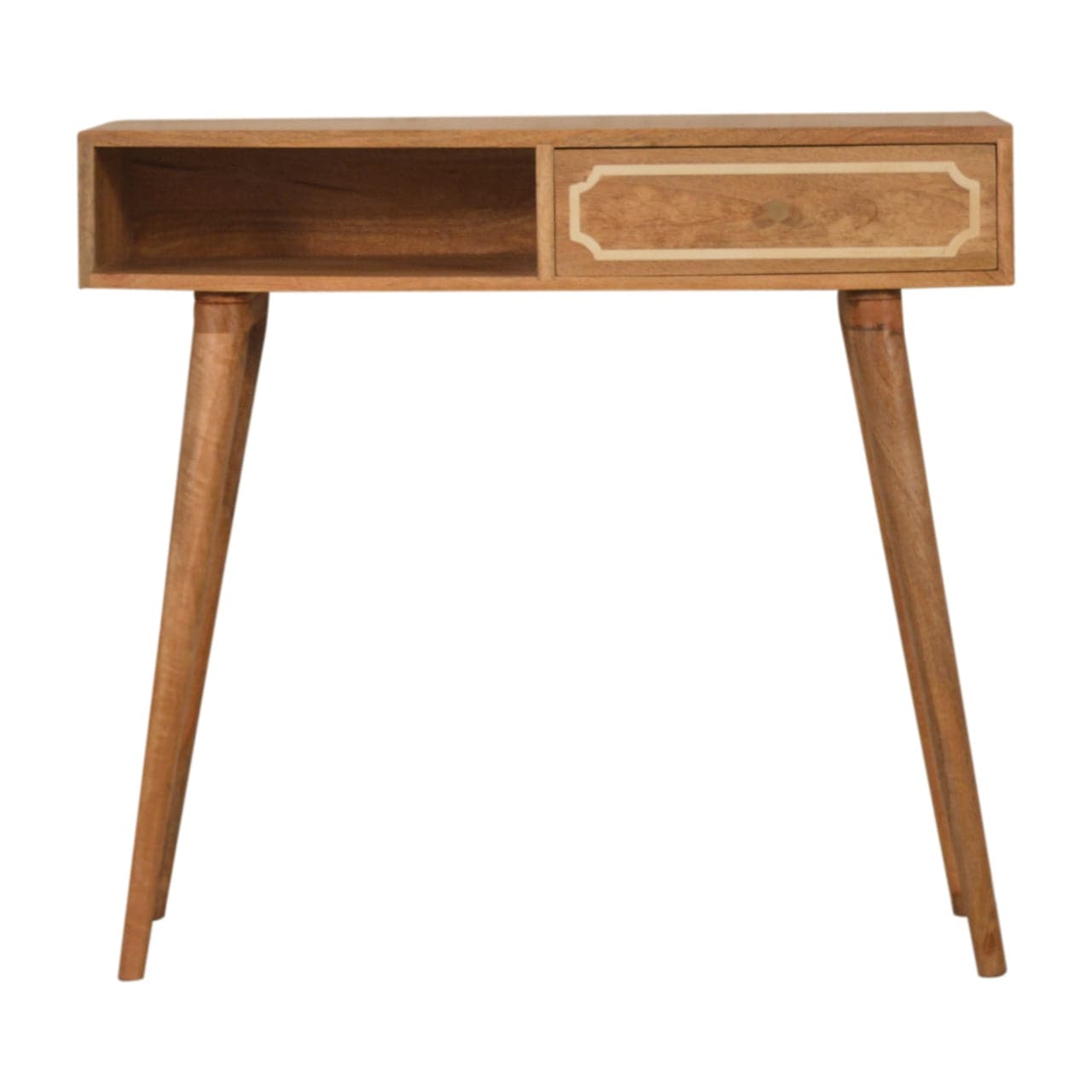 Mid-Century Modern Nepal Writing Desk - Solid Mango Wood Writing Table for Home Office - main view showing handcrafted...