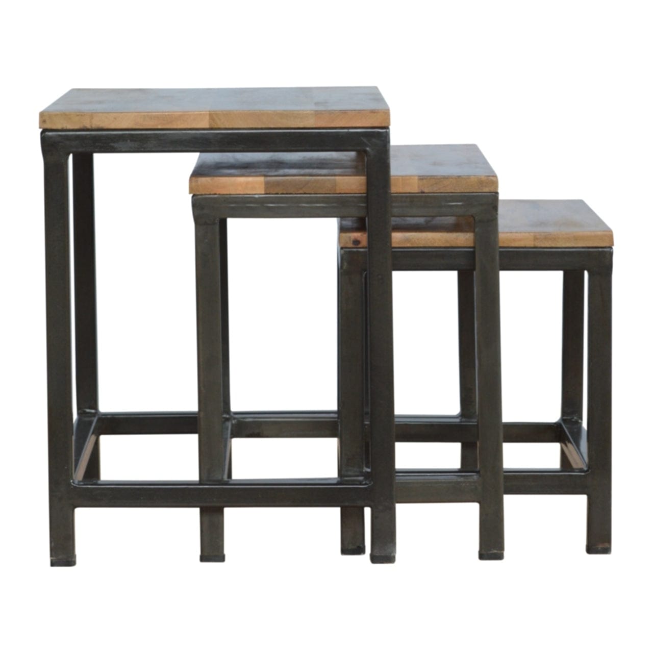 Mid-Century Modern Handcrafted Stool - Solid Mango Wood Accent Seating - main view showing handcrafted solid mango wood stool