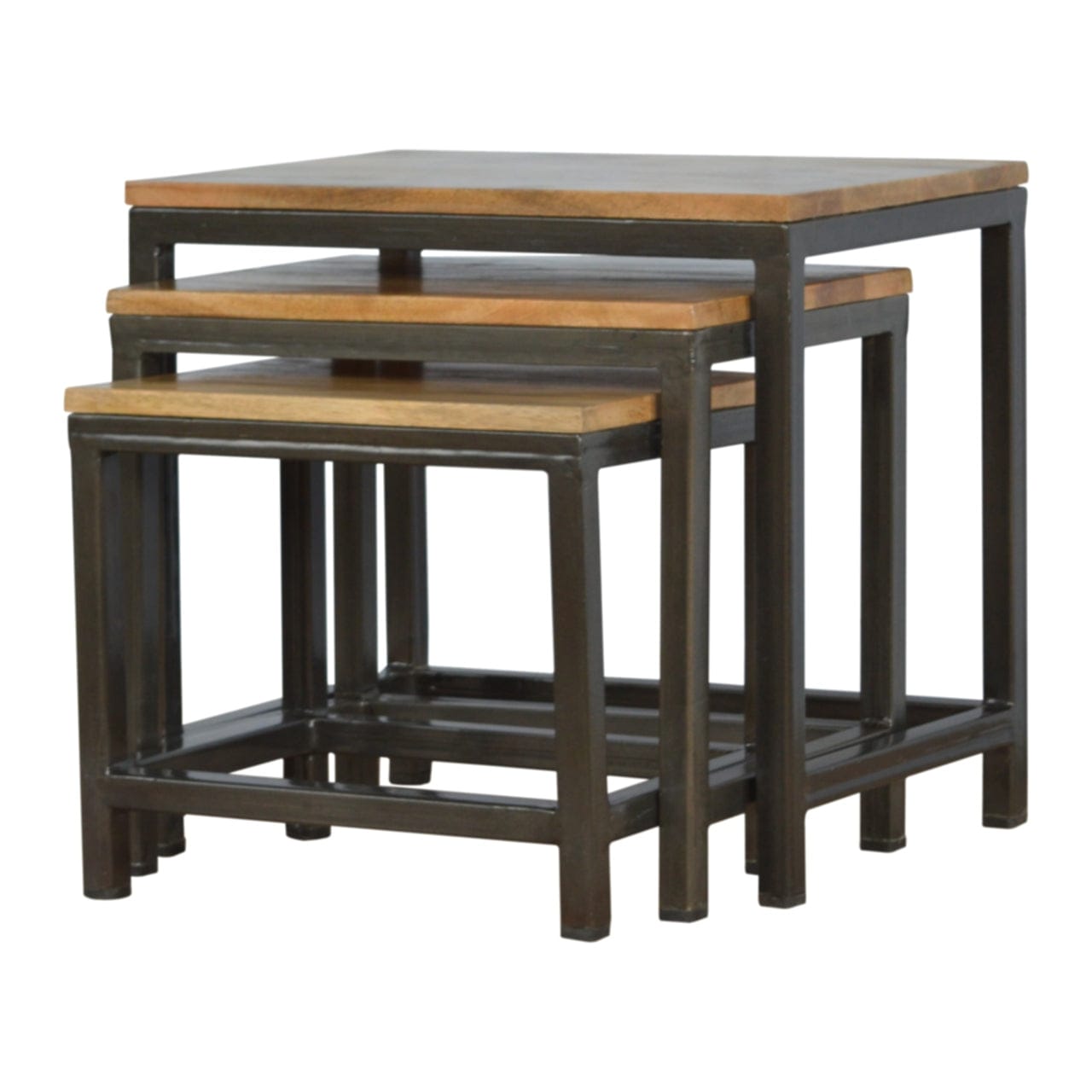 Mid-Century Modern Handcrafted Stool - Solid Mango Wood Accent Seating - product view 4 showing handcrafted solid mango...
